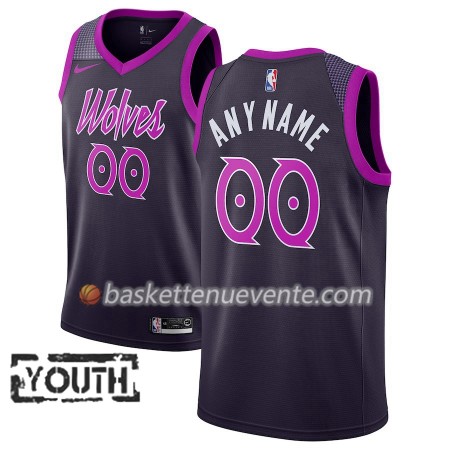 Maillot Basket Minnesota Timberwolves Personnalisé 2018-19 Nike City Edition Pourpre Swingman - Enfant